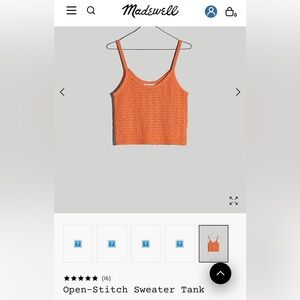 Madewell open-stitch coral sweater tank size L